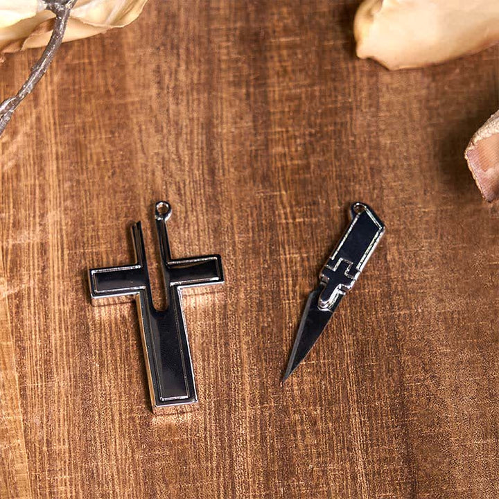 DIY Galloping Horse Hidden Knife Belt Buckle Bull Pendant Cross Necklace Bundle Set - image 3