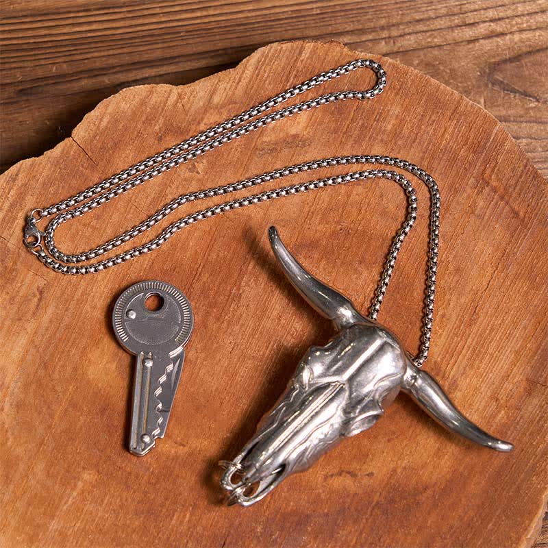 DIY Longhorn Bull Pendant Hidden Knife Key-Shaped Keychain Bundle Set - Bundle Set - image 0