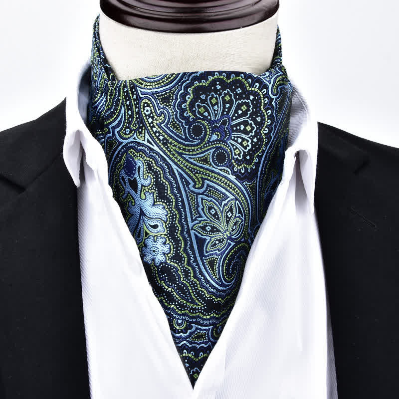 Paisley Party Vintage Neck Acceccory Formal Ascot Cravat - Dark Green - image 0