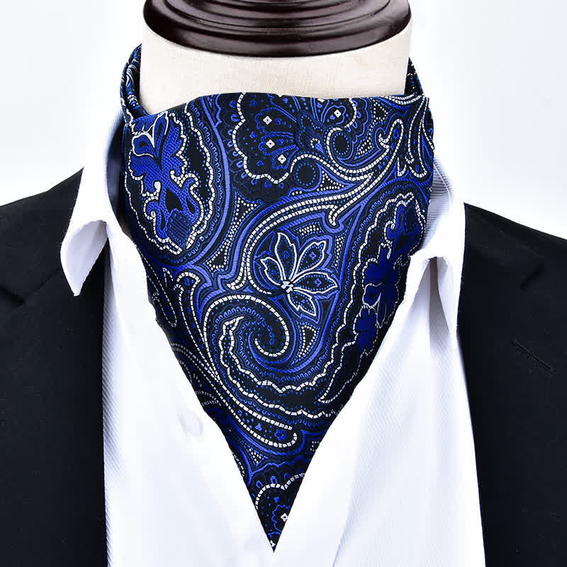 Paisley Party Vintage Neck Acceccory Formal Ascot Cravat - Navy - image 1