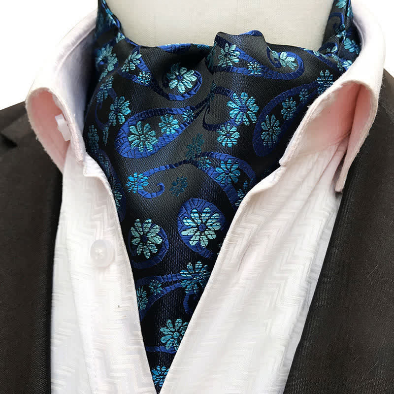 Paisley & Flower Noble Neckwear Ascot Cravat - Blue - image 1