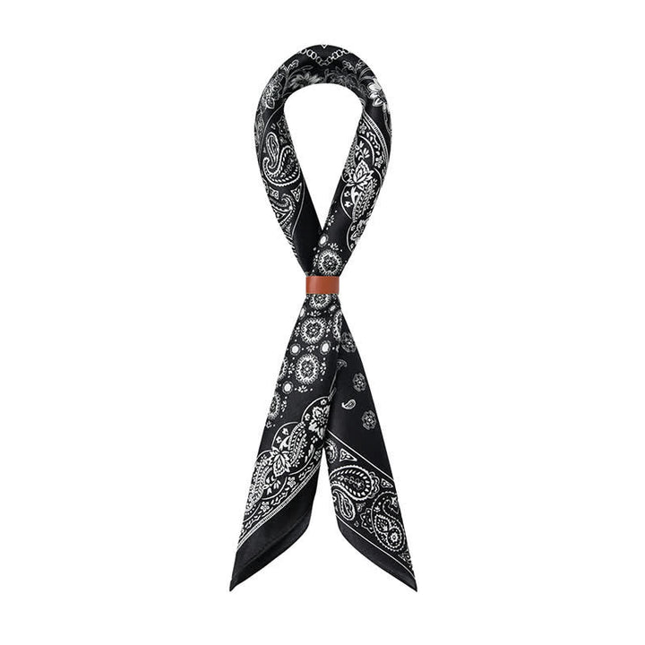 Black & White Paisley Four-Box Grid Design Square Scarf - image 4
