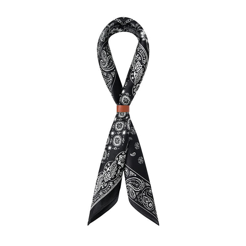 Black & White Paisley Four-Box Grid Design Square Scarf - image 4