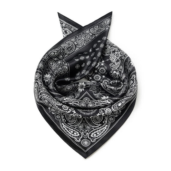Black & White Paisley Four-Box Grid Design Square Scarf - image 2
