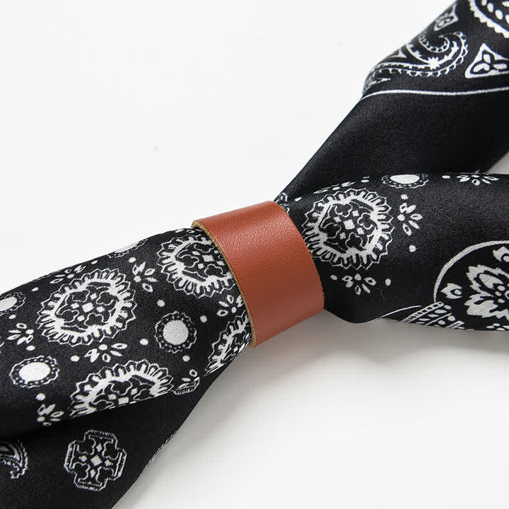 Black & White Paisley Four-Box Grid Design Square Scarf - image 5