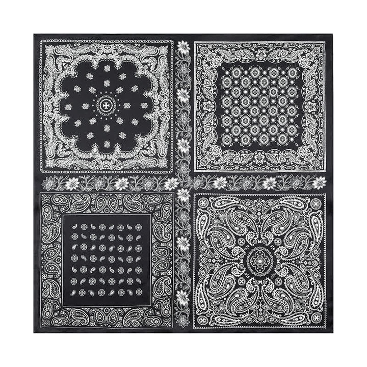 Black & White Paisley Four-Box Grid Design Square Scarf - image 1