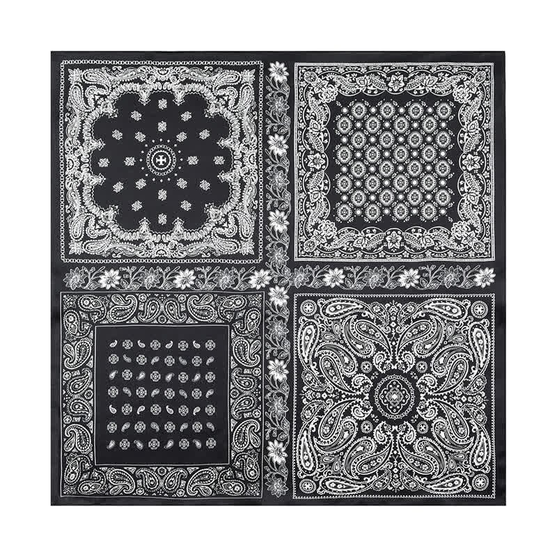 Black & White Paisley Four-Box Grid Design Square Scarf - image 1