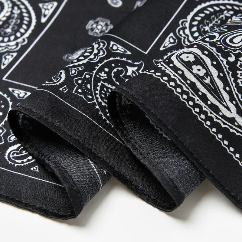 Black & White Paisley Four-Box Grid Design Square Scarf - image 7
