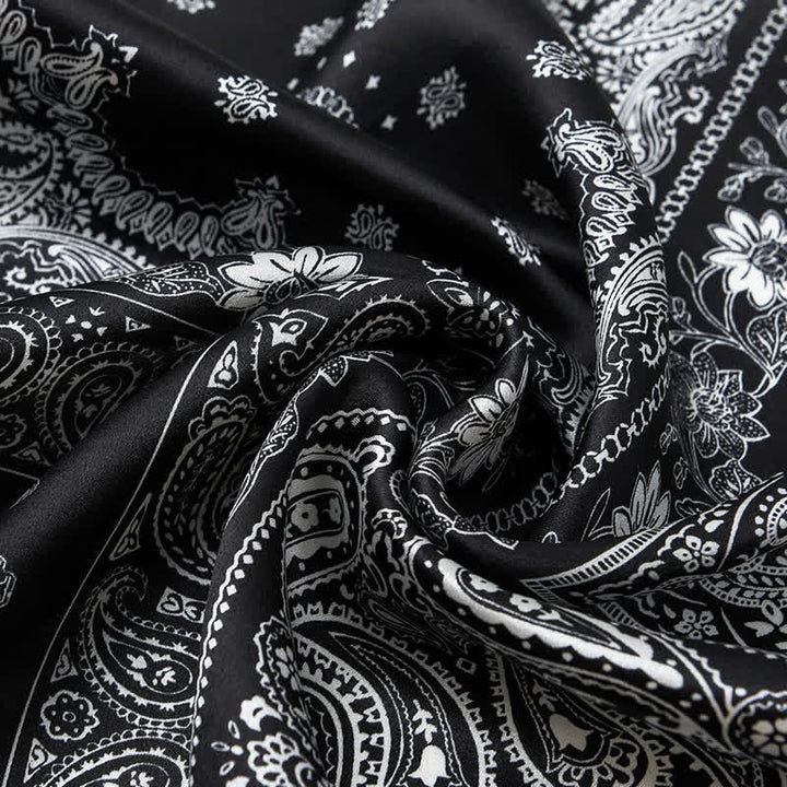 Black & White Paisley Four-Box Grid Design Square Scarf - image 6