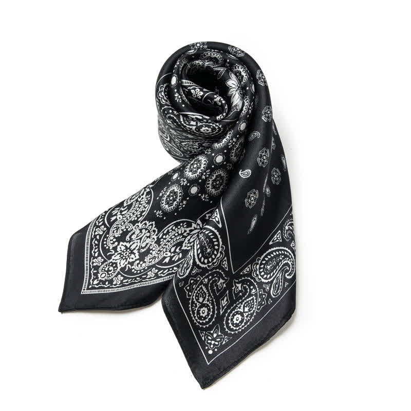 Black & White Paisley Four-Box Grid Design Square Scarf - image 3