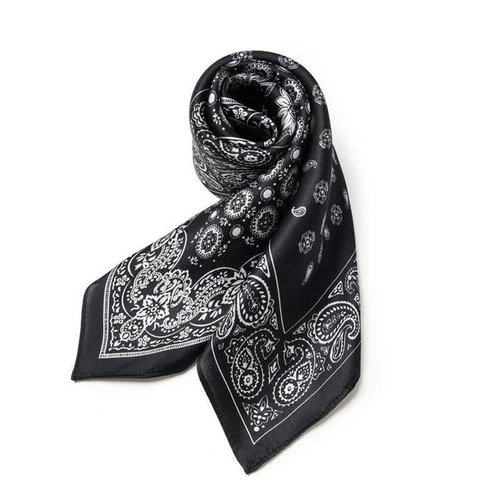 Black & White Paisley Four-Box Grid Design Square Scarf - image 3