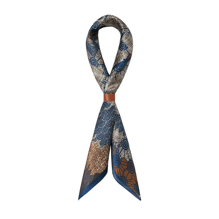 Navy Blue Street Style Distressed Retro Square Scarf - image 4