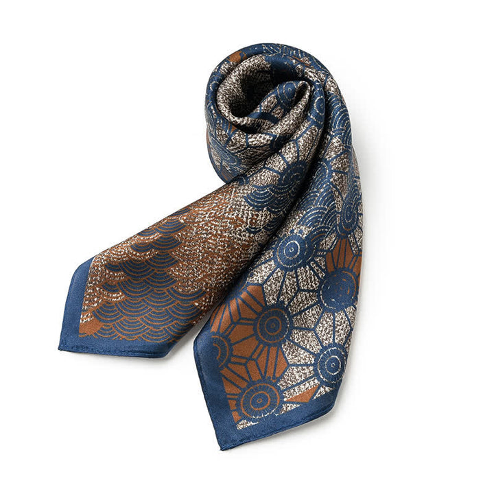Navy Blue Street Style Distressed Retro Square Scarf - image 3