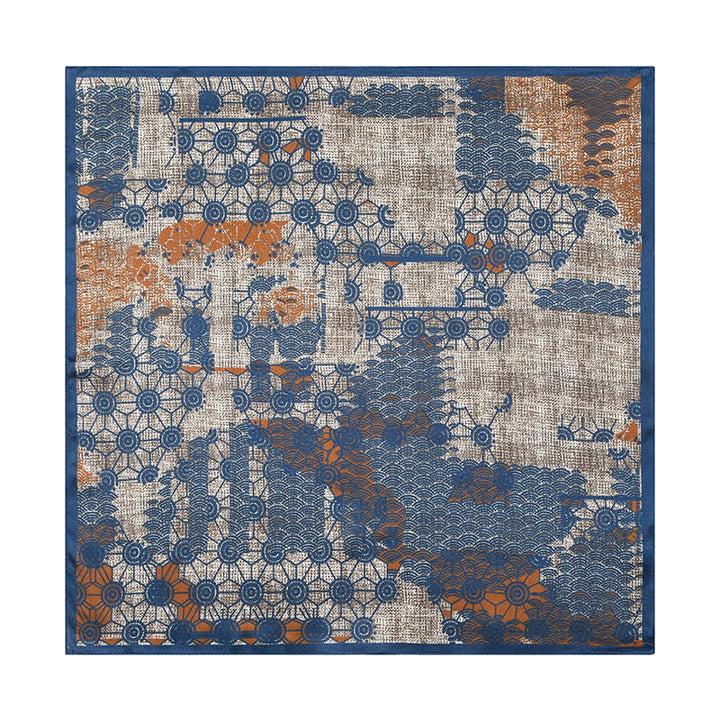 Navy Blue Street Style Distressed Retro Square Scarf - image 1