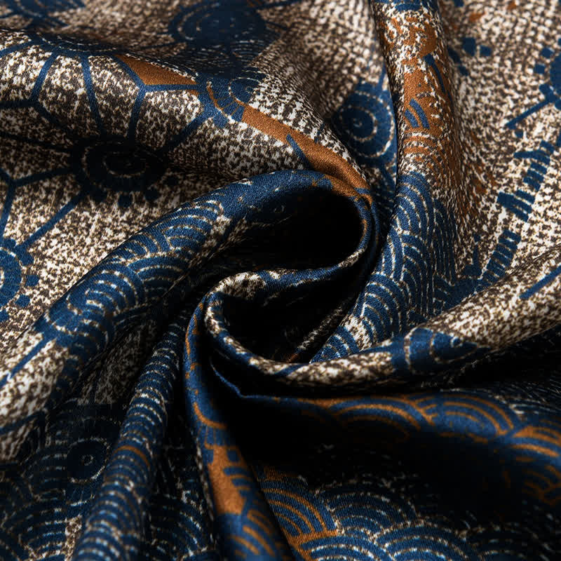 Navy Blue Street Style Distressed Retro Square Scarf - image 6