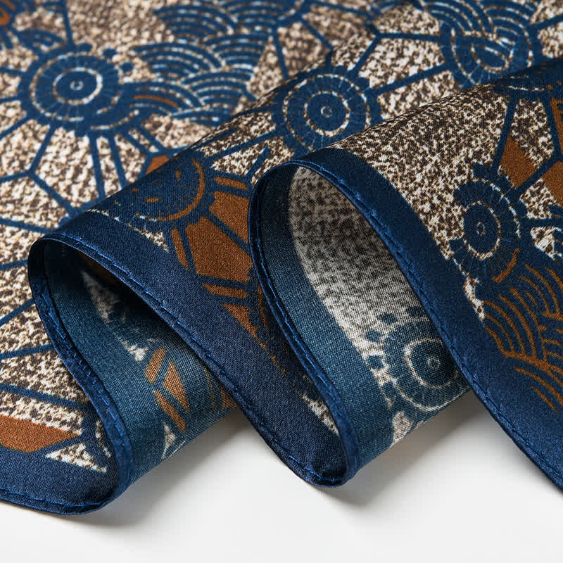 Navy Blue Street Style Distressed Retro Square Scarf - image 7