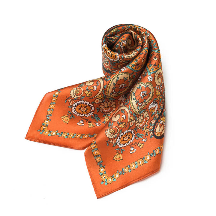 Weastern Style Orange Wild Paisley Floral Square Scarf - image 2