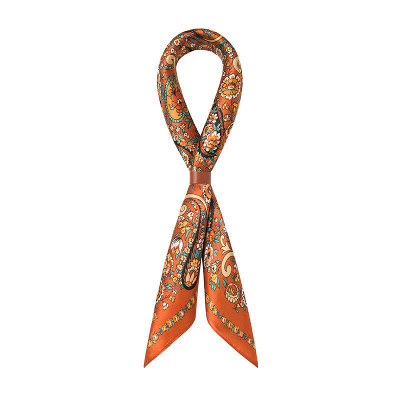 Weastern Style Orange Wild Paisley Floral Square Scarf - image 4