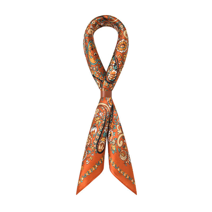 Weastern Style Orange Wild Paisley Floral Square Scarf - image 4