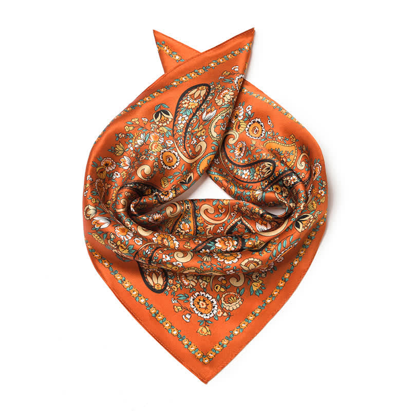 Weastern Style Orange Wild Paisley Floral Square Scarf - image 3