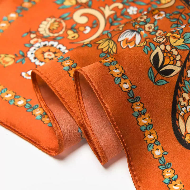 Weastern Style Orange Wild Paisley Floral Square Scarf - image 7