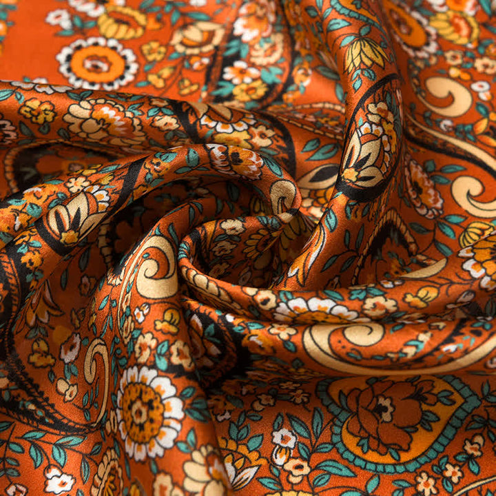 Weastern Style Orange Wild Paisley Floral Square Scarf - image 6