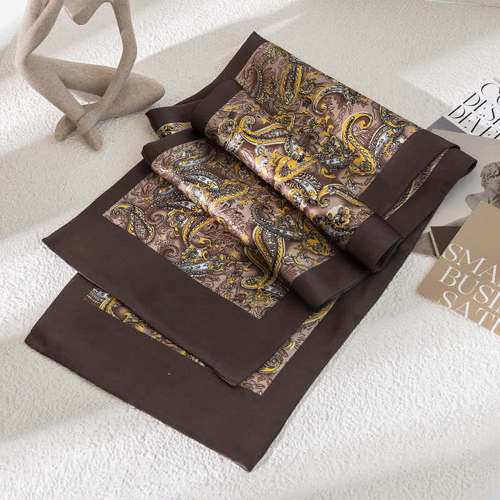 Men's Vintage Paisley Checker Thin Long Pure Silk Scarf - Style #4 - image 7