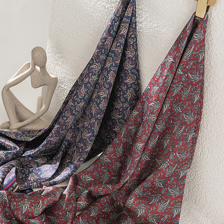 Men's Vintage Paisley Checker Thin Long Pure Silk Scarf - image 2