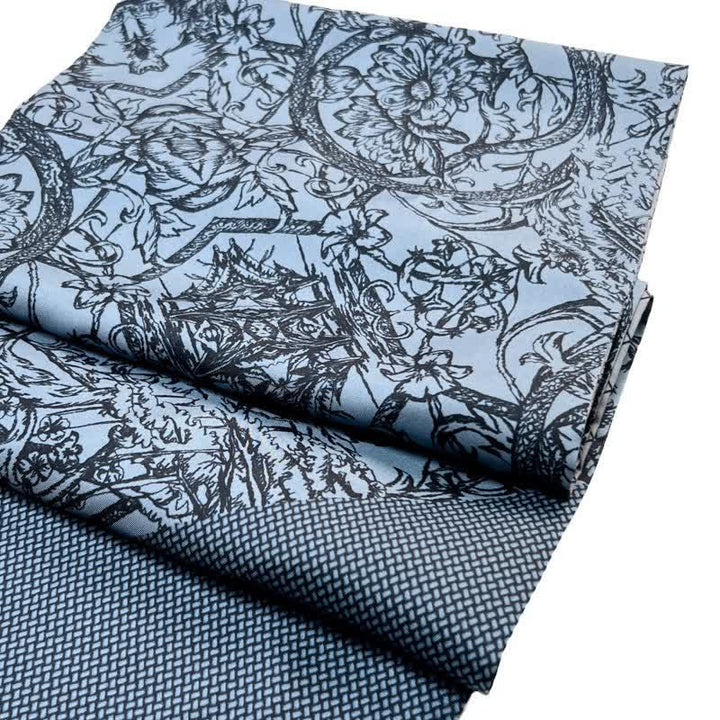 Men's Floral & Grid Double Sided Pattern Thin Long Pure Silk Scarf - image 1