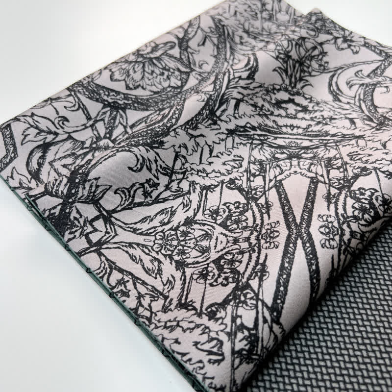 Men's Floral & Grid Double Sided Pattern Thin Long Pure Silk Scarf - image 4