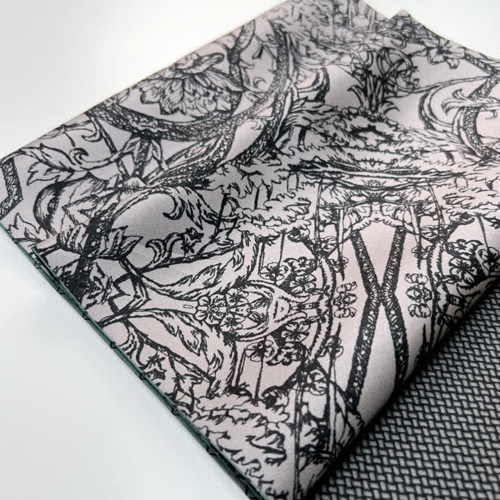 Men's Floral & Grid Double Sided Pattern Thin Long Pure Silk Scarf - image 4