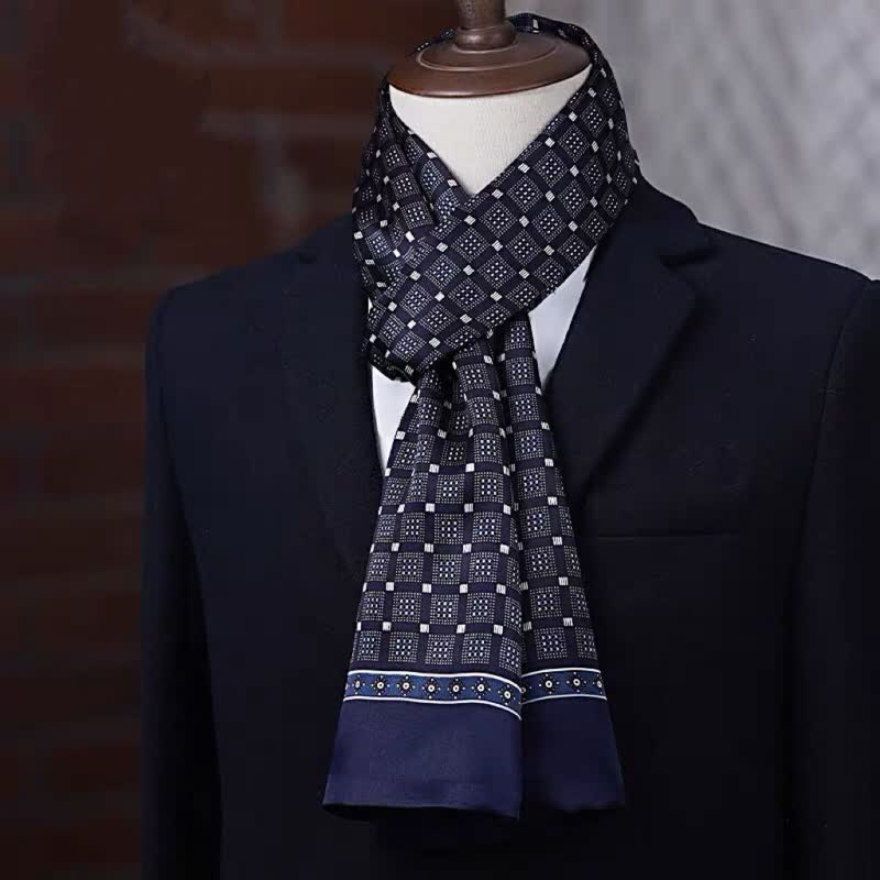 Men's Business Geometrical Figure Thin Long Pure Silk Scarf - Style #7 - image 6