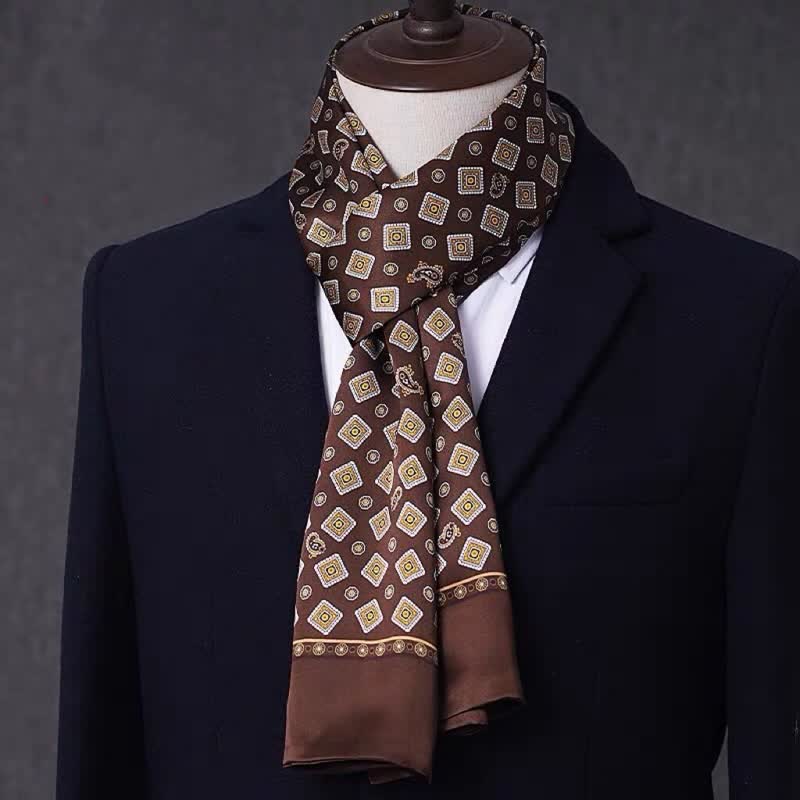 Men's Business Geometrical Figure Thin Long Pure Silk Scarf - Style #15 - image 14
