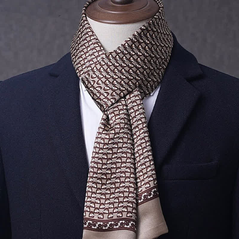 Men's Business Geometrical Figure Thin Long Pure Silk Scarf - Style #21 - image 20