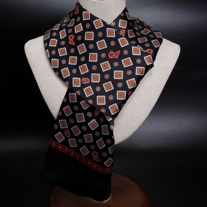Men's Repeating Square Paisley Pattern Thin Long Pure Silk Scarf - image 9