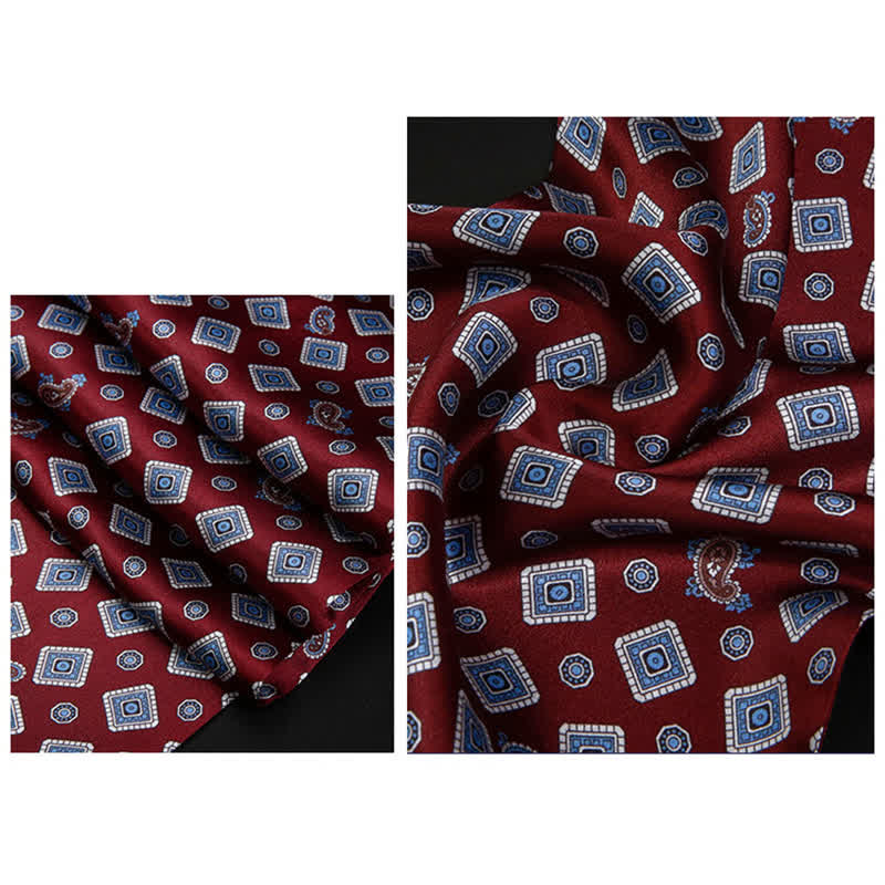 Men's Repeating Square Paisley Pattern Thin Long Pure Silk Scarf - image 7