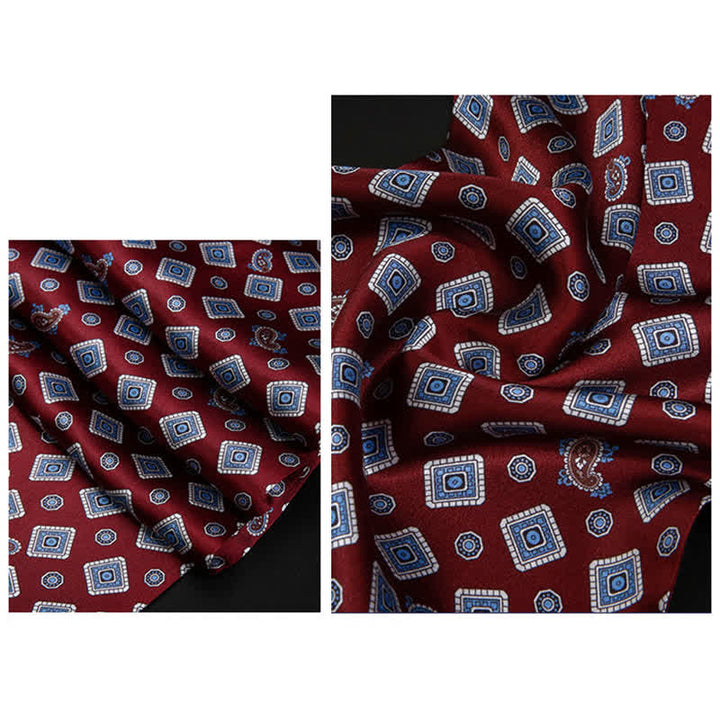 Men's Repeating Square Paisley Pattern Thin Long Pure Silk Scarf - image 7