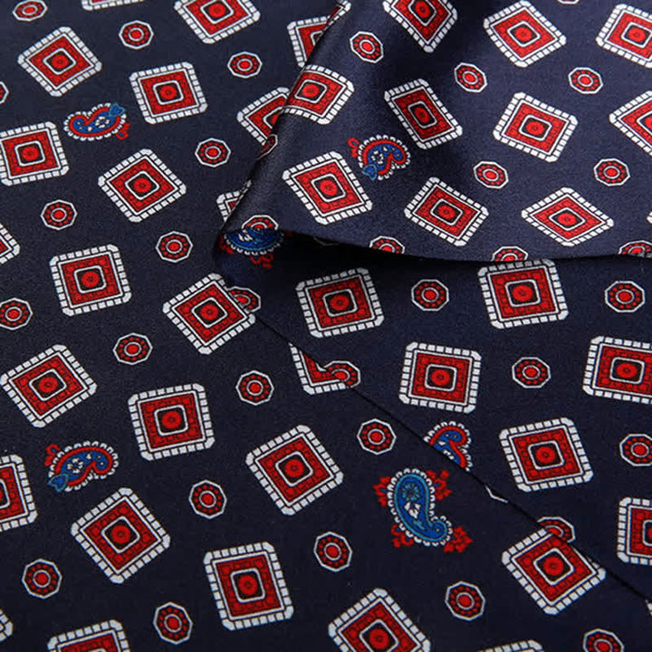 Men's Repeating Square Paisley Pattern Thin Long Pure Silk Scarf - image 4