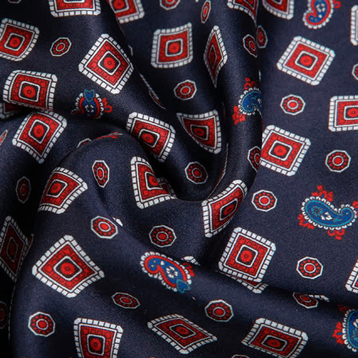 Men's Repeating Square Paisley Pattern Thin Long Pure Silk Scarf - image 3