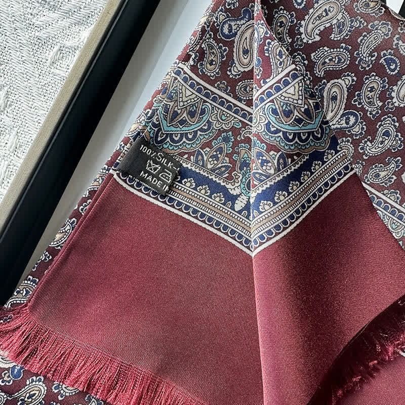Men's Paisley Pattern British Style Thin Long Pure Silk Scarf - image 10