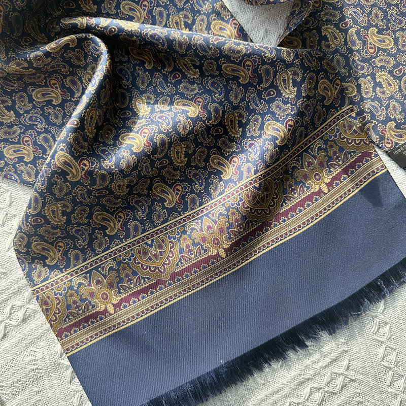 Men's Paisley Pattern British Style Thin Long Pure Silk Scarf - image 5