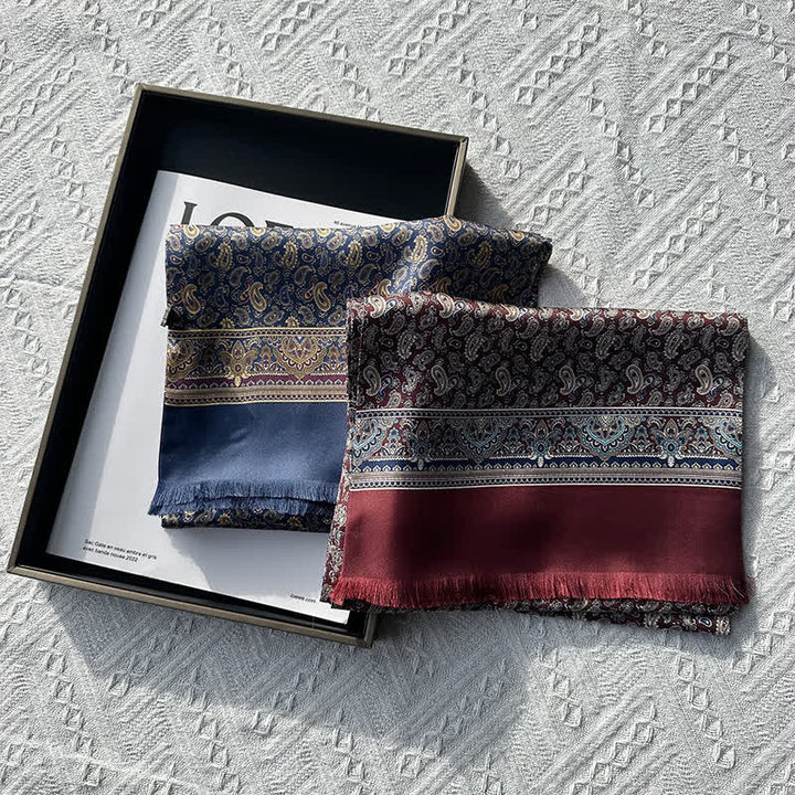 Men's Paisley Pattern British Style Thin Long Pure Silk Scarf - image 2