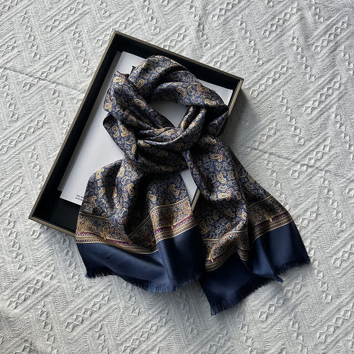 Men's Paisley Pattern British Style Thin Long Pure Silk Scarf - image 3