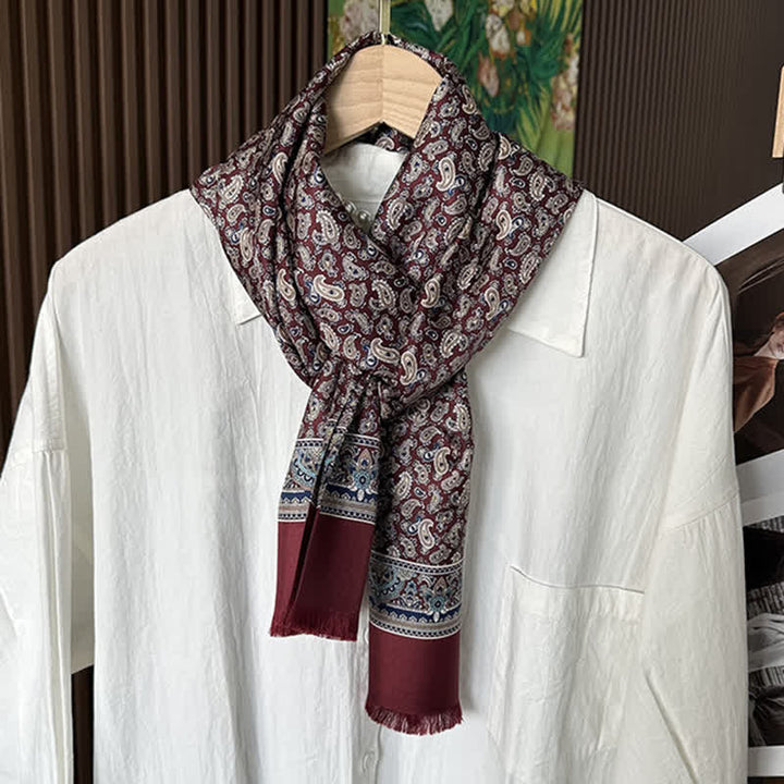 Men's Paisley Pattern British Style Thin Long Pure Silk Scarf - image 7
