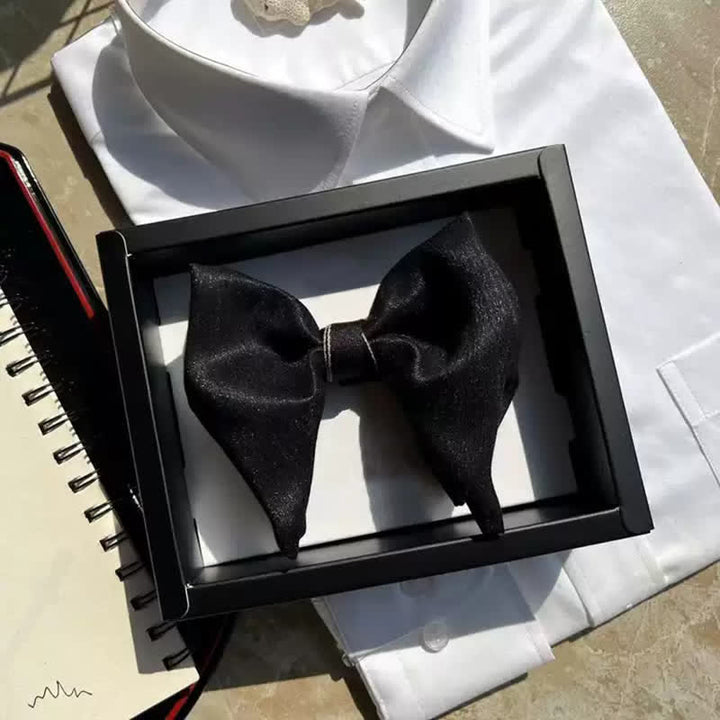 Men's Black Large Butterfly Formal Oversized Pointed Bow Tie - image 2