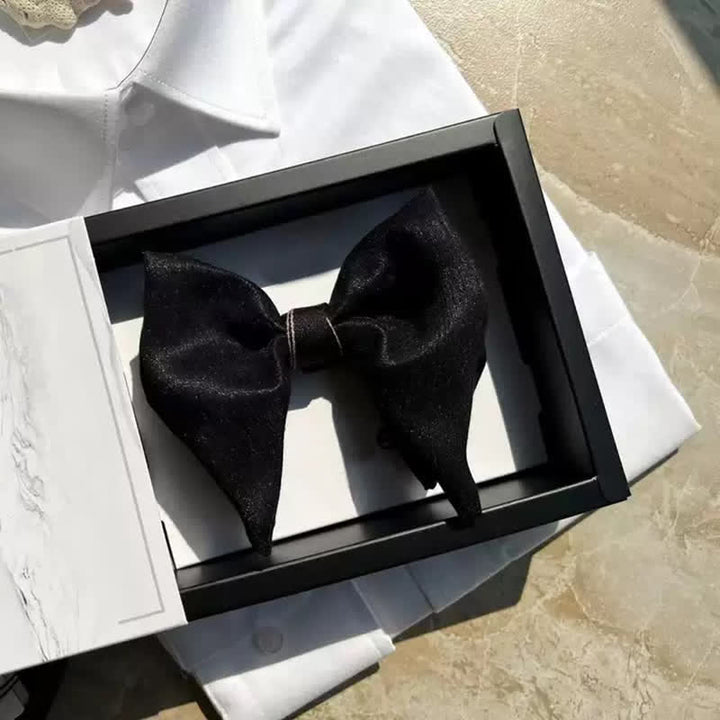 Men's Black Large Butterfly Formal Oversized Pointed Bow Tie - image 3