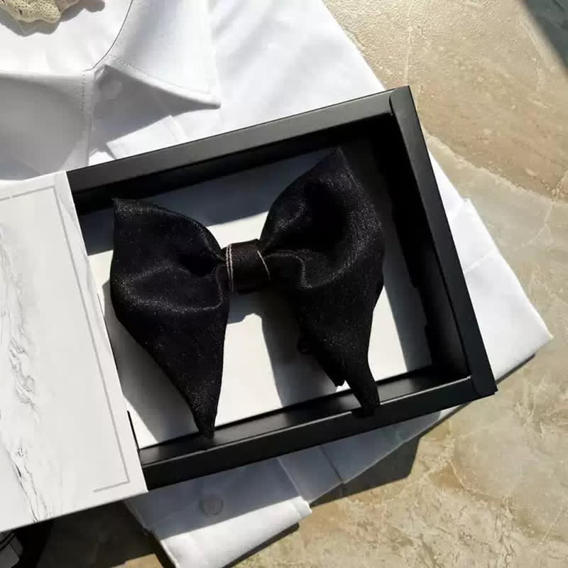 Men's Black Large Butterfly Formal Oversized Pointed Bow Tie - image 3