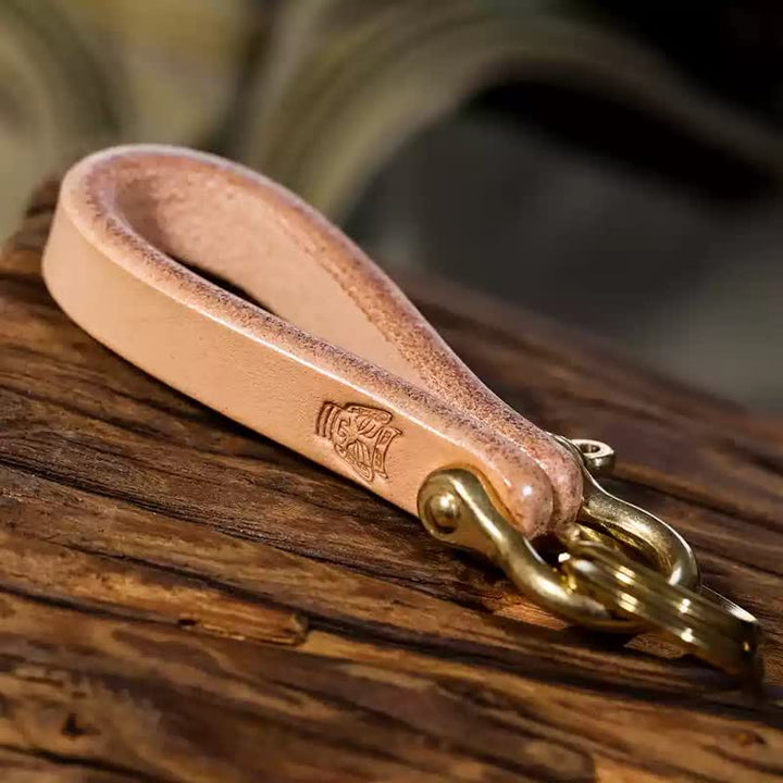 Handcrafted Natural Vegetable Tanned Leather Keychain - Style #11 - image 19