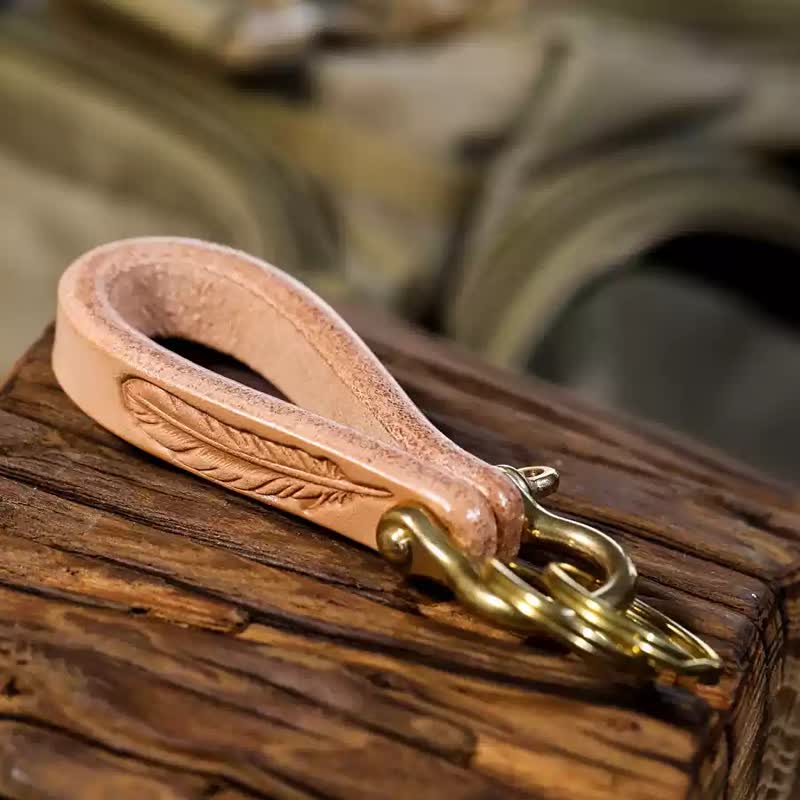 Handcrafted Natural Vegetable Tanned Leather Keychain - Style #2 - image 10