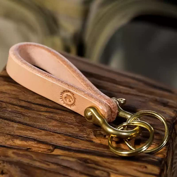 Handcrafted Natural Vegetable Tanned Leather Keychain - Style #4 - image 12
